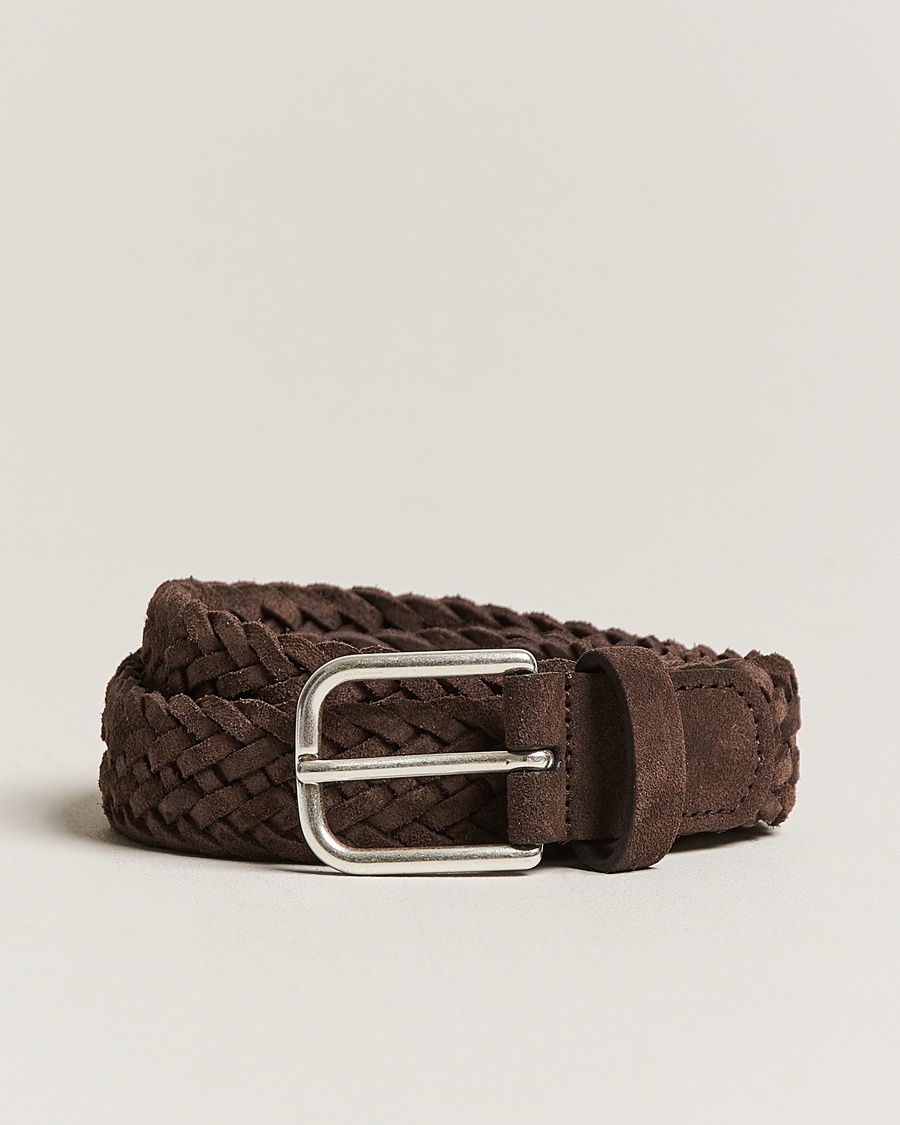 Anderson's Woven Suede Belt 3 cm Dark Brown – Brun