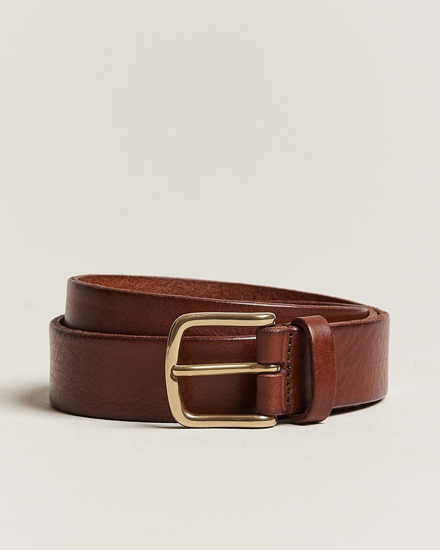 Herr | Studentkostym | Anderson's | Leather Belt 3 cm Cognac