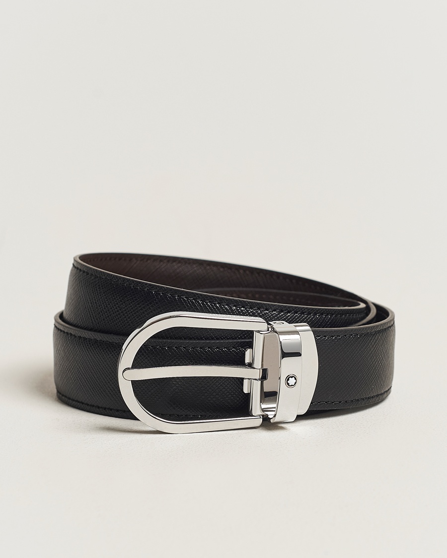 Montblanc Reversible Saffiano Leather 30mm Belt Black/Brown – Svart
