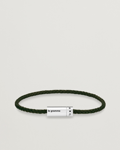 Herr | LE GRAMME | LE GRAMME | Nato Cable Bracelet Khaki/Sterling Silver 7g