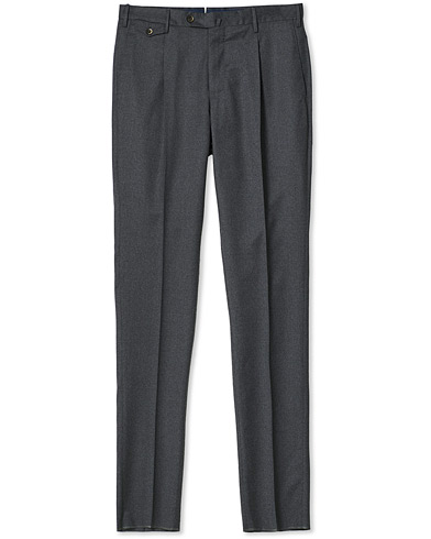 Herr |  | PT01 | Gentleman Fit Pleated Flannel Trousers Grey Melange