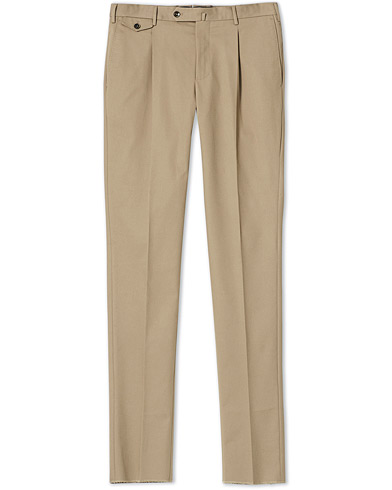 Herr |  | PT01 | Gentleman Fit Pleated Cotton Trousers Beige