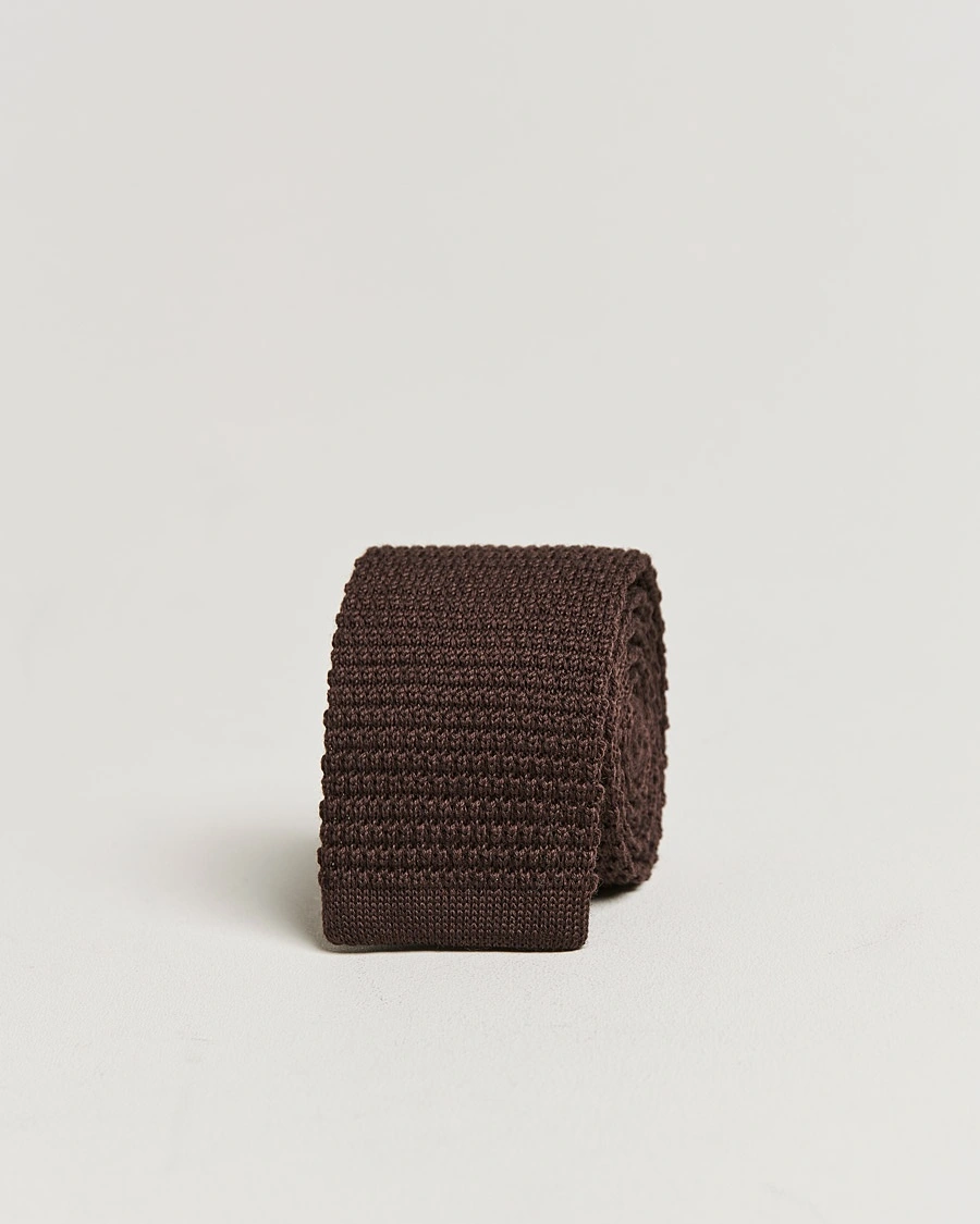 Herr | Amanda Christensen | Amanda Christensen Wool Knitted 6cm Tie Brown