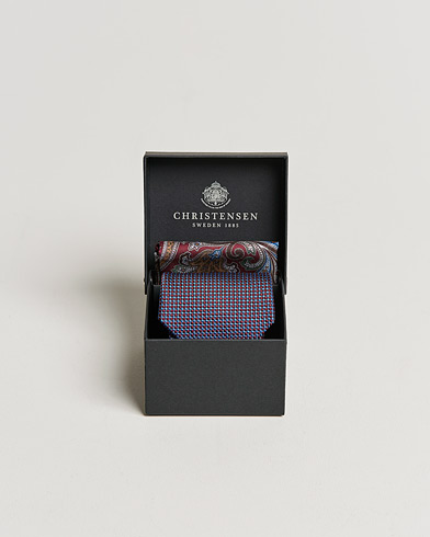 Herr | Slipsar | Amanda Christensen | Box Set Silk 8 cm Paisley Tie And Pocket Square Wine