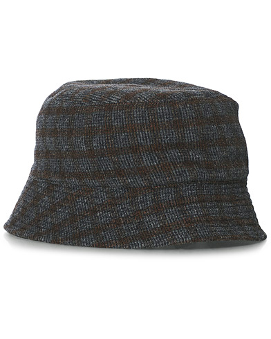 Hatt |  Flannel Bucket Hat Navy/Brown