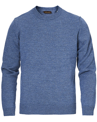 Exklusivt Care of Carl |  Heavy Knitted Merino Crew Neck Blue Mouliné