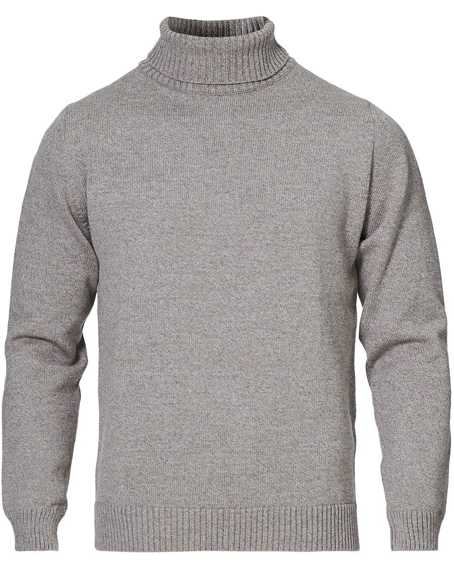 Herr | Gamla produktbilder | Stenströms | Heavy Knitted Merino Rollneck Beige Mouliné