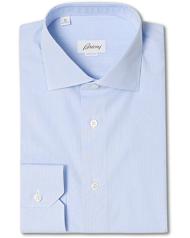 Businesskjortor |  Slim Fit Striped Cotton Shirt Light Blue