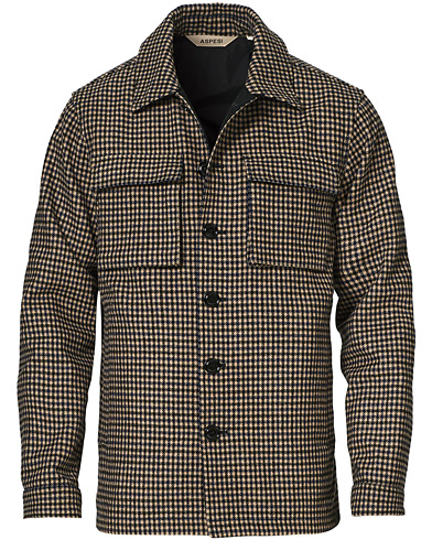 Skjortjackor |  Tigre Houndstooth Wool Shirt Jacket Grey