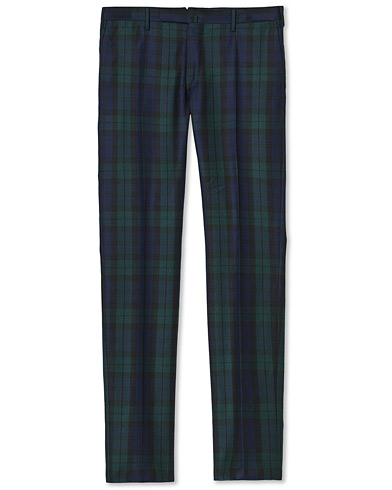 Uddabyxa |  Slim Fit Blackwatch Flannel Trousers Navy/Green