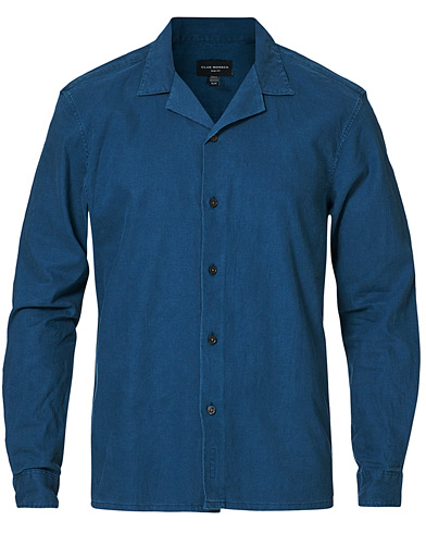 Linneskjortor |  Long Sleeve Linen Club Collar Shirt Sargasso Sea