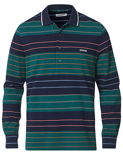 Långärmad Piké |  Vintage Stripe Long Sleeve Polo Navy/Green