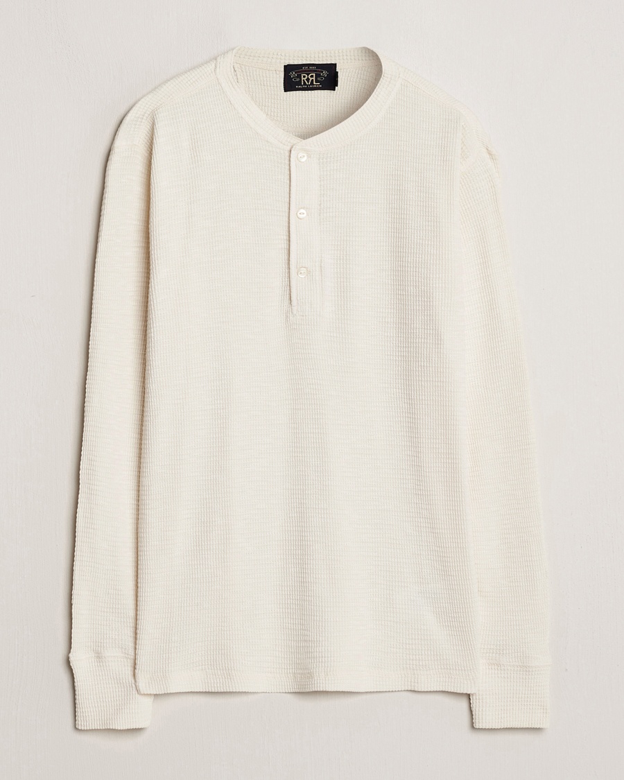 RRL Long Sleeve Henley Paper White – Vit