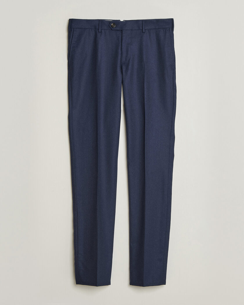 Brunello Cucinelli Slim Fit Flannel Trousers Navy – Blå