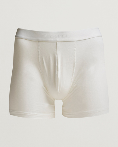 Herr | Underkläder | Sunspel | Long Leg Cotton Stretch Trunk White