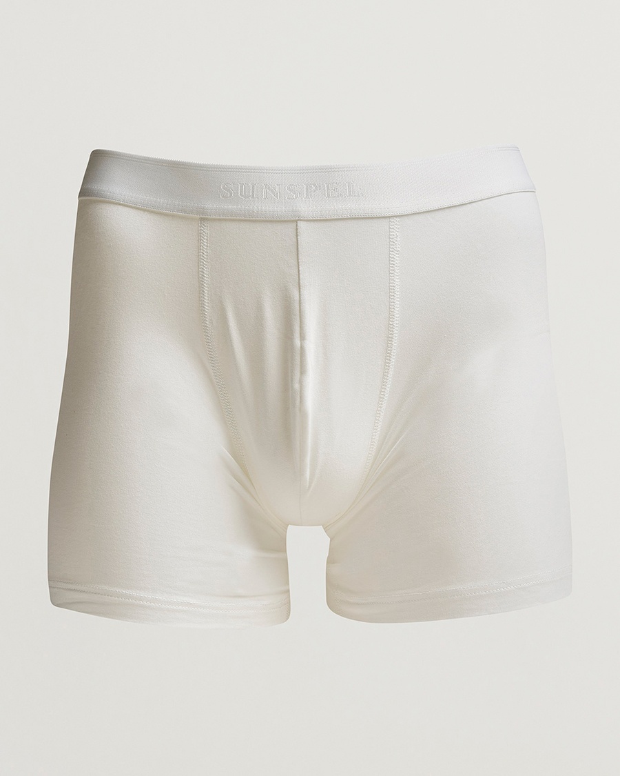 Sunspel Long Leg Cotton Stretch Trunk White – Vit