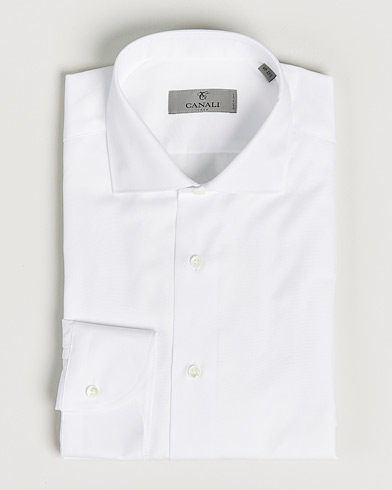 Herr | Quiet Luxury | Canali | Slim Fit Cotton Shirt White