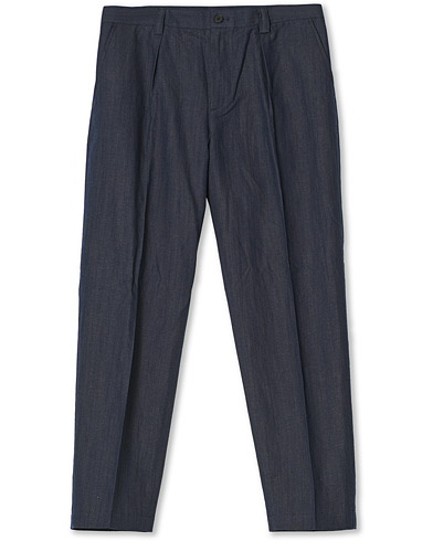 Uddabyxa |  Inverted Pleated Cotton Trousers Navy