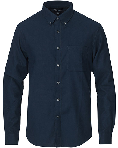 Flanellskjortor |  Slim Button Down Flannel Shirt Navy