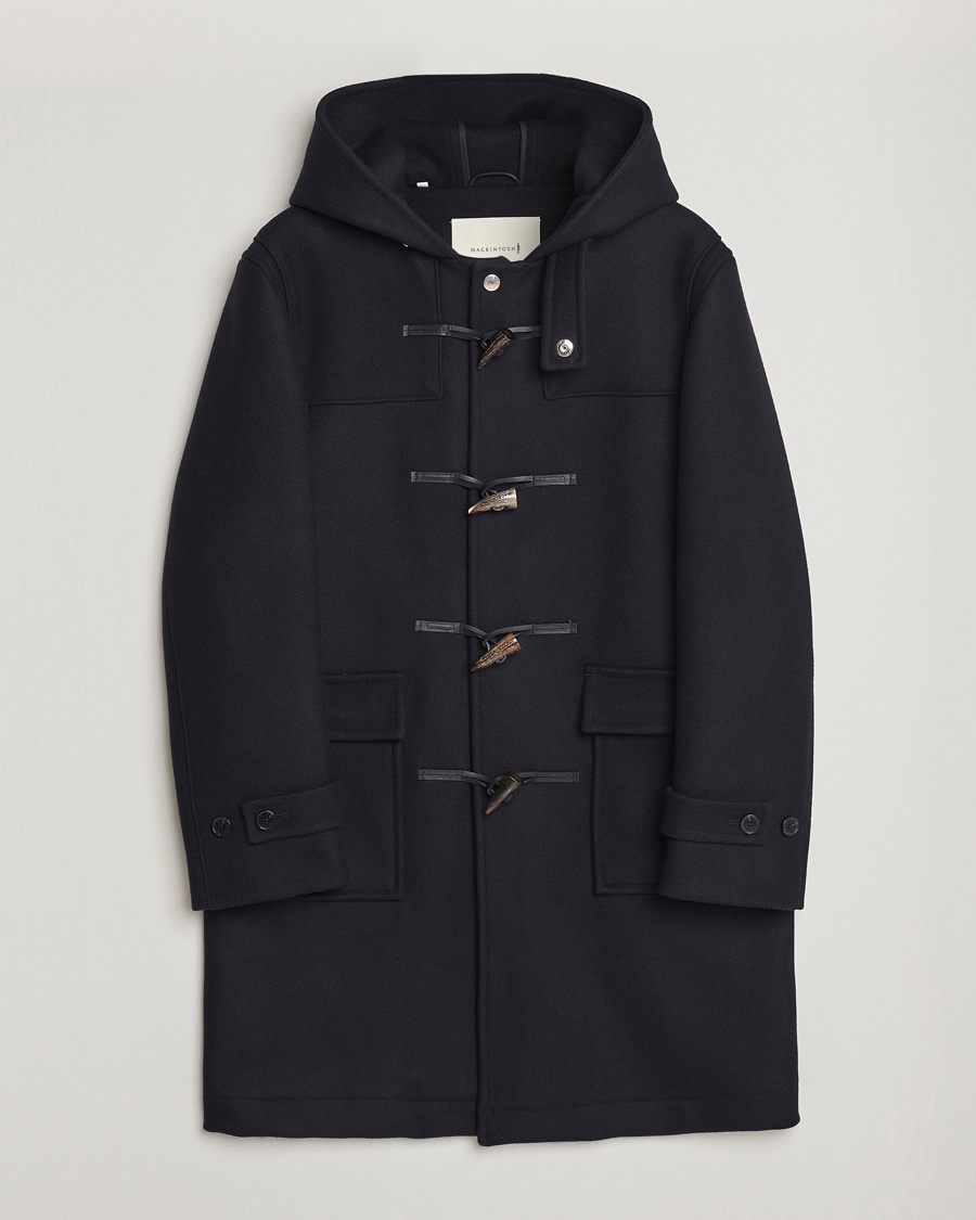 Herr | Dufflar | Mackintosh | Weir Wool Hooded Duffle Navy