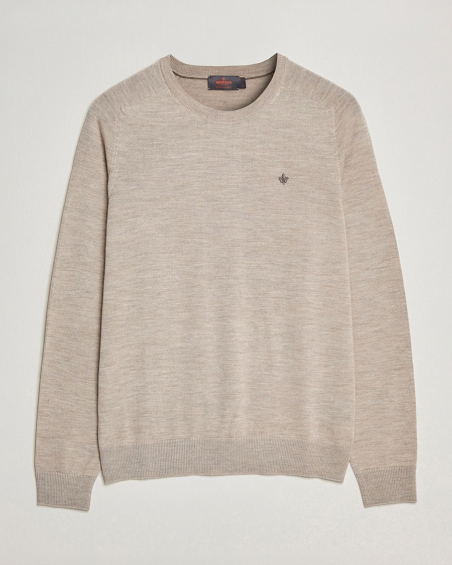 Herr | Pullover rundhals | Morris | Merino O-Neck Khaki Melange