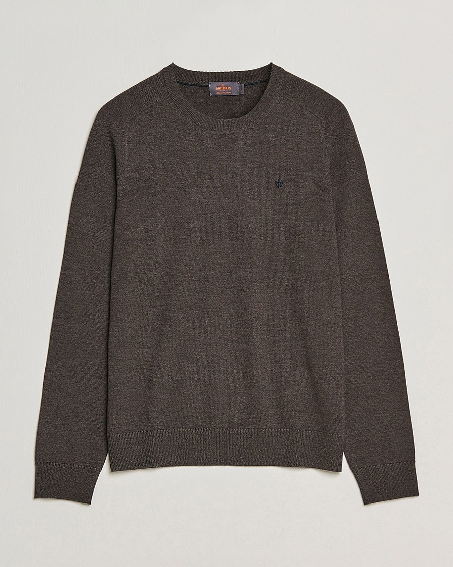 Morris Merino O-neck Brown Melange – Grå