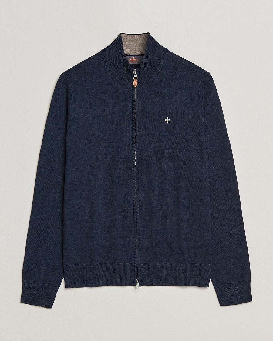 Herr | | Morris | Merino Zip Cardigan Navy