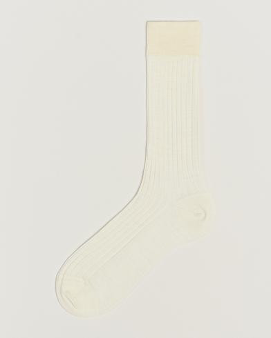 Herr | Gamla produktbilder | Bresciani | Wool/Nylon Ribbed Short Socks White