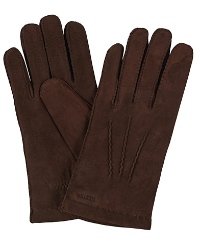 Herr | Handskar | Hestra | Arthur Wool Lined Suede Glove Marron