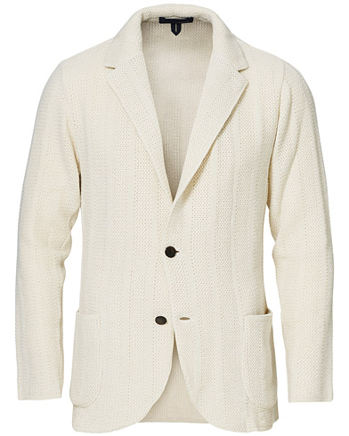 Stickade kavajer |  Knitted Wool/Cashmere Structured Blazer Creme White