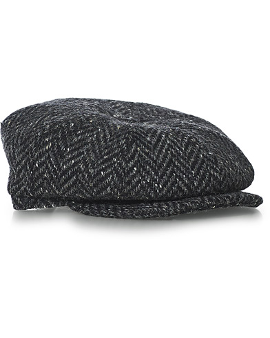 Gubbkepsar |  Tremelo Herringbone Wool Cap Black/Grey