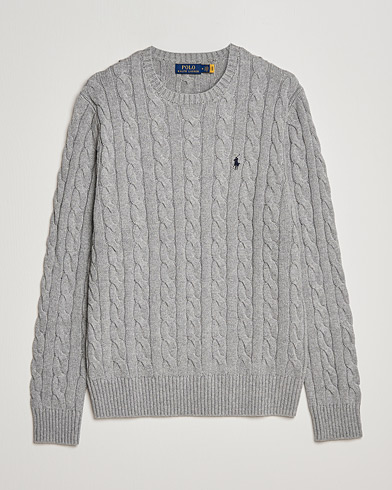 Herr | Stickade tröjor | Polo Ralph Lauren | Cotton Cable Pullover Fawn Grey Heather