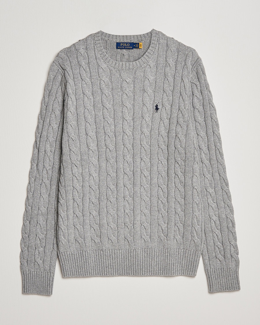 Polo Ralph Lauren Cotton Cable Pullover Fawn Grey Heather – Grå