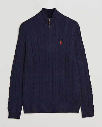 Herr | Preppy Authentic | Polo Ralph Lauren | Cotton Cable Half Zip Sweater Hunter Navy