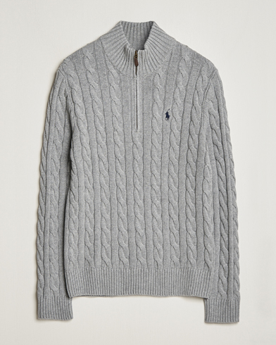 Herr |  | Polo Ralph Lauren | Cotton Cable Half Zip Sweater Fawn Grey Heather