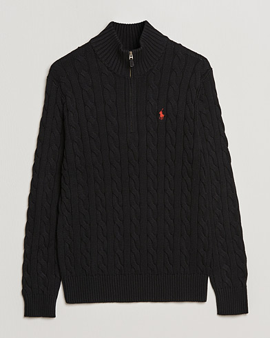 Herr | Zip-tröjor | Polo Ralph Lauren | Cotton Cable Half Zip Sweater Black