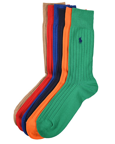 Strumpor |  6-Pack Egyptian Ribbed Cotton Socks Multi