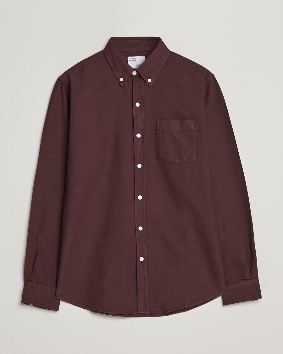 Colorful Standard Classic Organic Oxford Button Down Shirt Oxblood Red – Röd