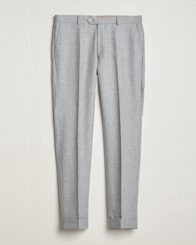 Herr |  | Oscar Jacobson | Denz Turn Up Flannel Trousers Light Grey