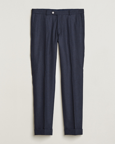 Flanellbyxor |  Denz Turn Up Flannel Trousers Navy