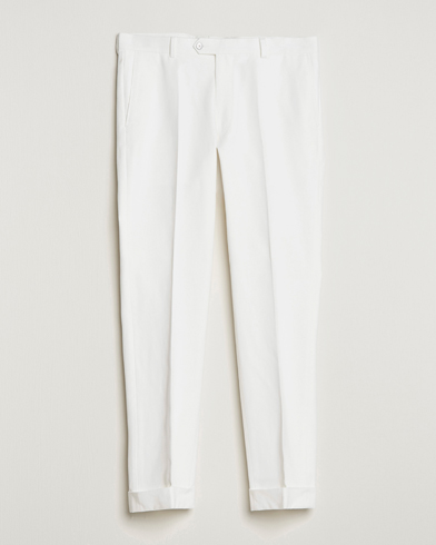Herr | Oscar Jacobson | Oscar Jacobson | Denz Brushed Cotton Turn Up Trousers Off White