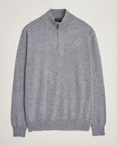 Herr | Tröjor | Oscar Jacobson | Patton Wool/Cashmere Half Zip Light Grey