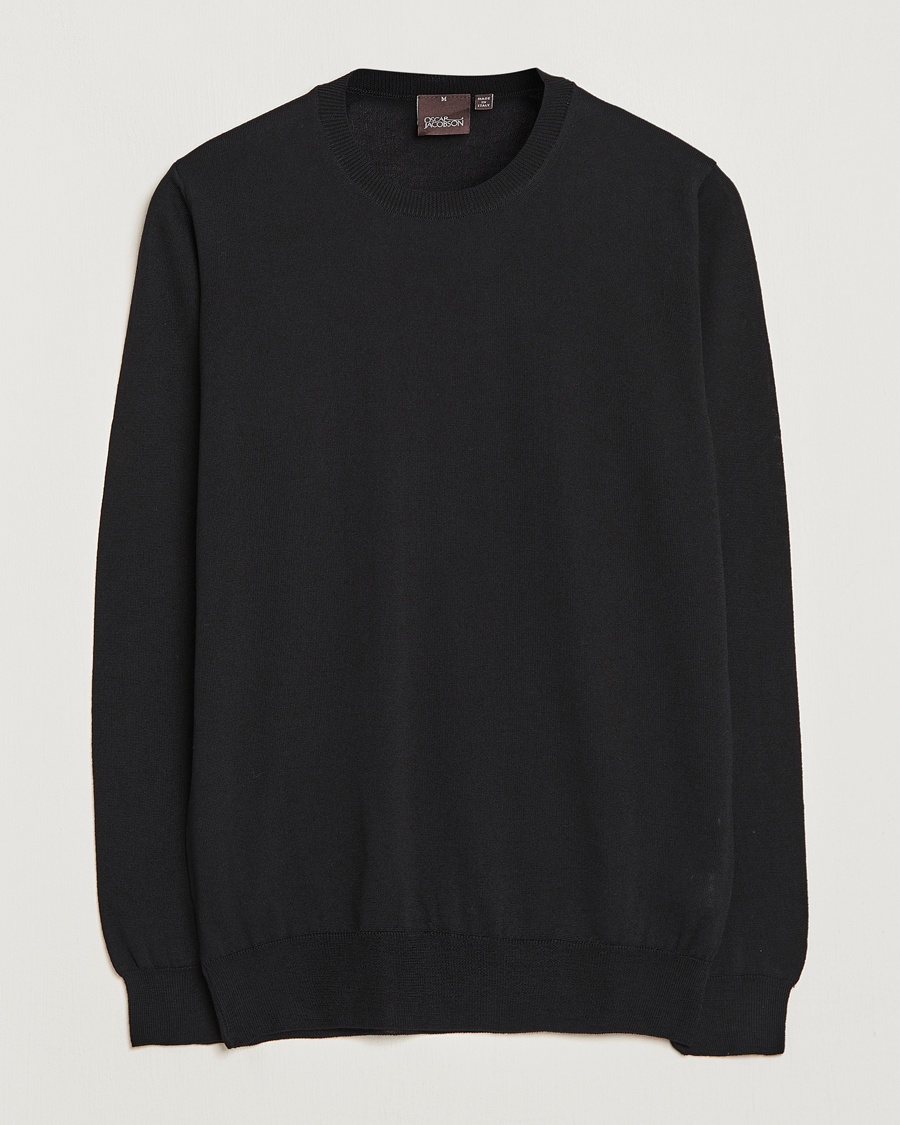 Herr | Oscar Jacobson | Oscar Jacobson | Custer Extra Fine Merino Crew Neck Black