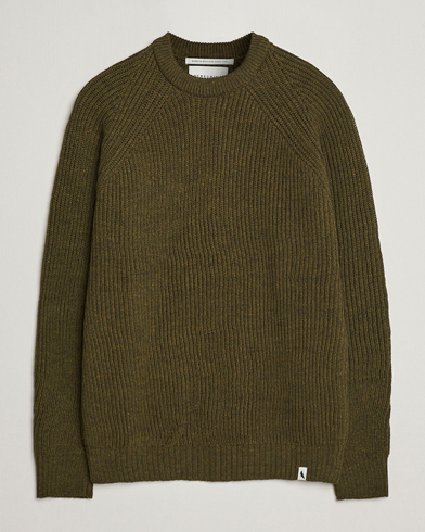 Herr | Stickade tröjor | Peregrine | Ford Knitted Wool Jumper Olive