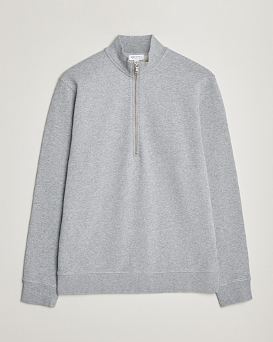 Herr | Sweatshirts | Sunspel | Loopback Half Zip Sweatshirt Grey Melange