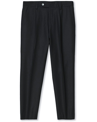 Kostymbyxor |  Perin Wool Flannel Pleated Trousers Black