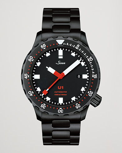Herr | Klockor | Sinn | U1 Black Hard Coating Diving Watch 44mm Black