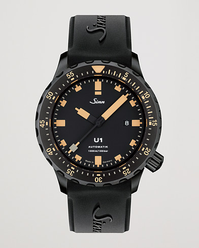 Herr | Gummistrap | Sinn | U1 Black Hard Coating Diving Watch 44mm Black/Ivory