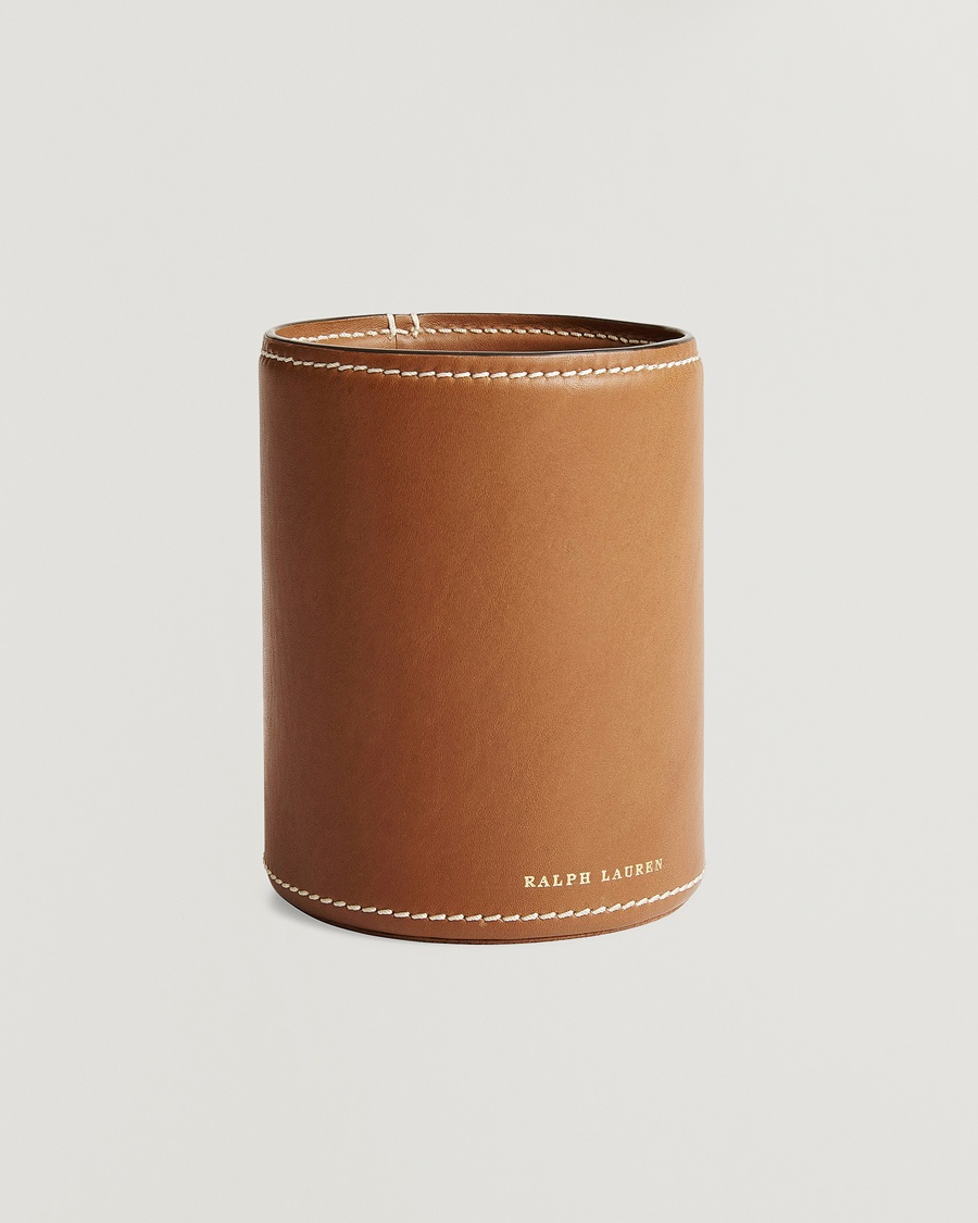 Herr | | Ralph Lauren Home | Brennan Leather Pencil Cup Saddle Brown