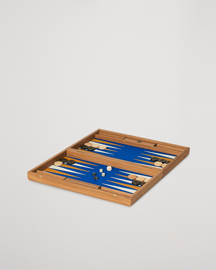 Manopoulos Walnut Royal Blue Large Backgammon